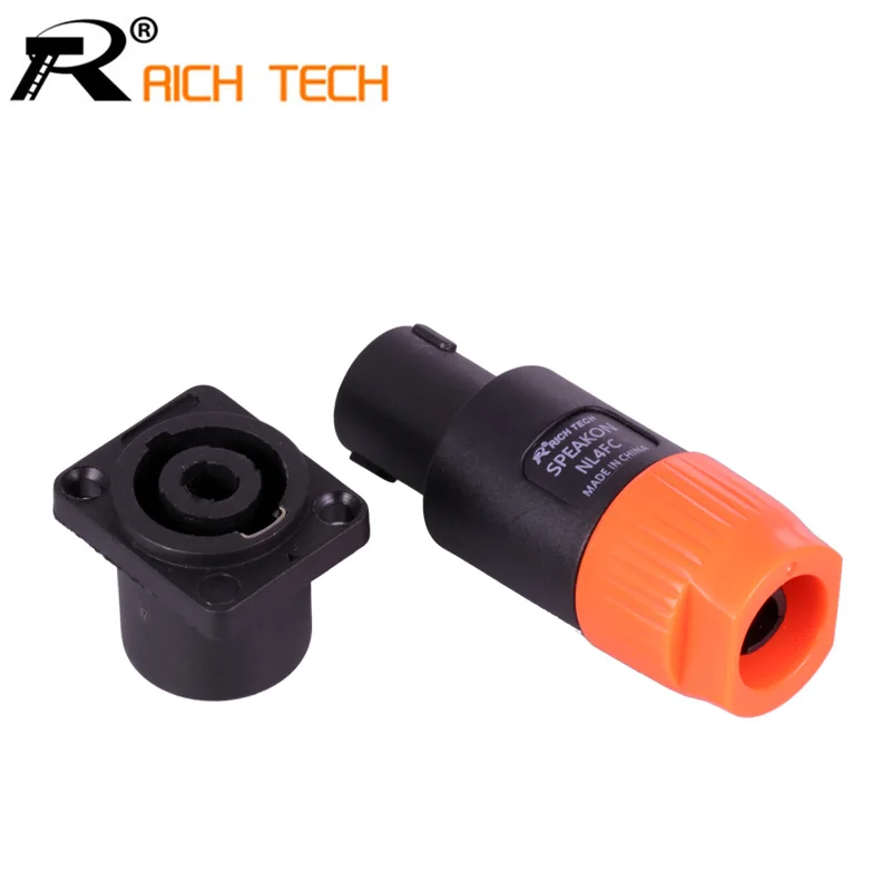 

2pcs Orange 4Pin Professional Speaker Powercon Wire Connectors 4 Pole Plug + Powercon 4 Pin Female Jack socket panel Male&Female