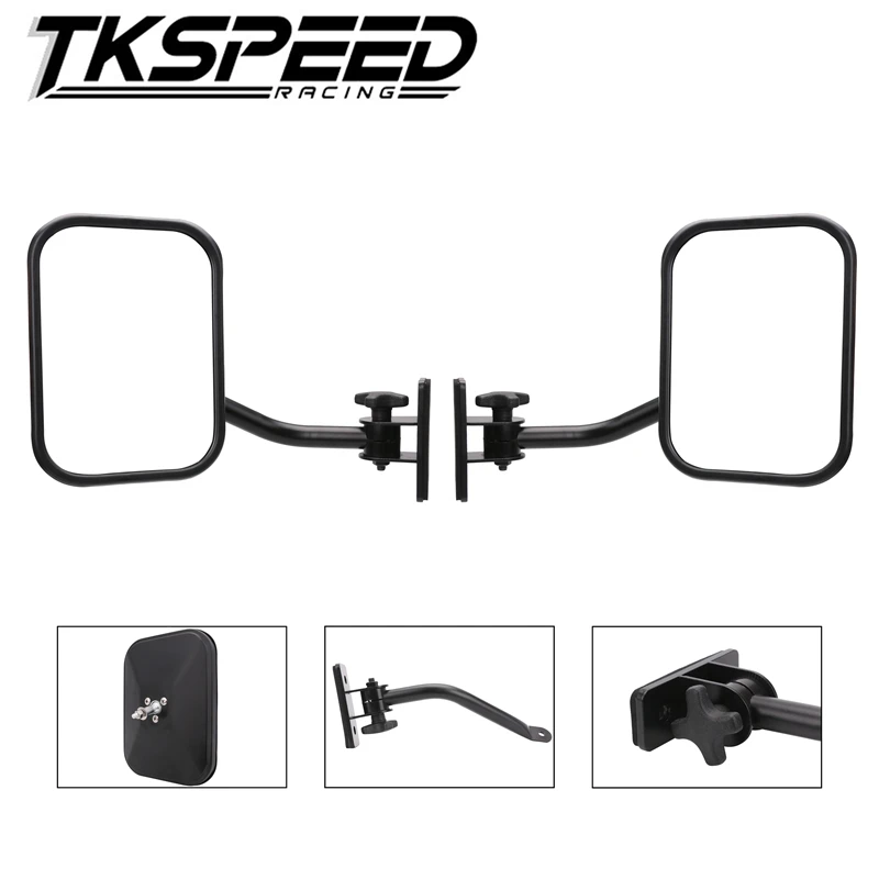 Door Off Side View Mirror Rectangular Mirrors fit for 1997 2018 Jeep Wrangler TJ JK JKU Textured