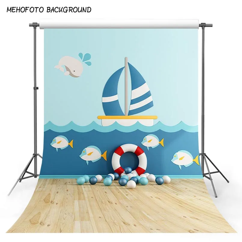 Фоны для фотосъемки 5x7 синий морской Рождественский шар с парусником фон