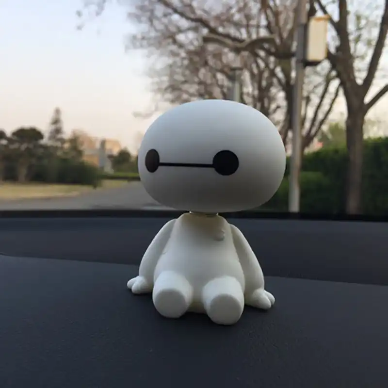 2020 NEW Big Hero 6 Baymax Toy Model Dolls figma 12cm Lovely Cute Automobile Head Shaking Action