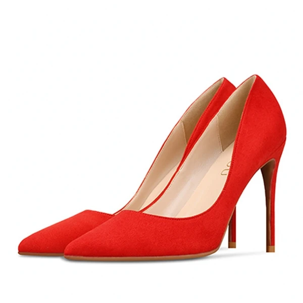 

Plus Size 46 OL Office Lady Women Dress Shoes Kid Suede Leather High Heels Pumps Woman Shoes Pointed Toe Thin Heeled H0006