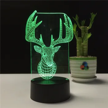 

Novelty 3D acrylic Deer head LED lampe usb Night Light Lamp Remote Control lighting Bedside Nightlight for Child Gift Luminaria