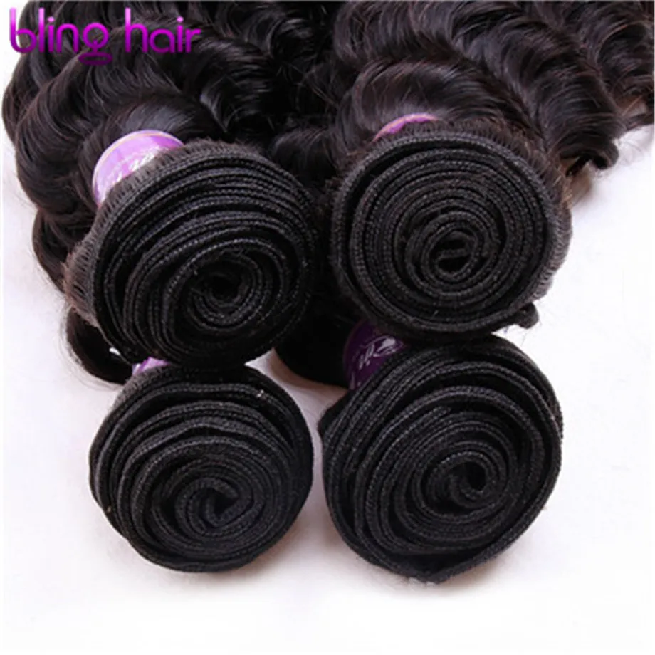Discount Bling Hair Deep Wave Bundles Brazilian Hair Weave Bundles 100% Remy Human Hair Extension Natural Color 10 PCS Deals 8-30 Inch 2