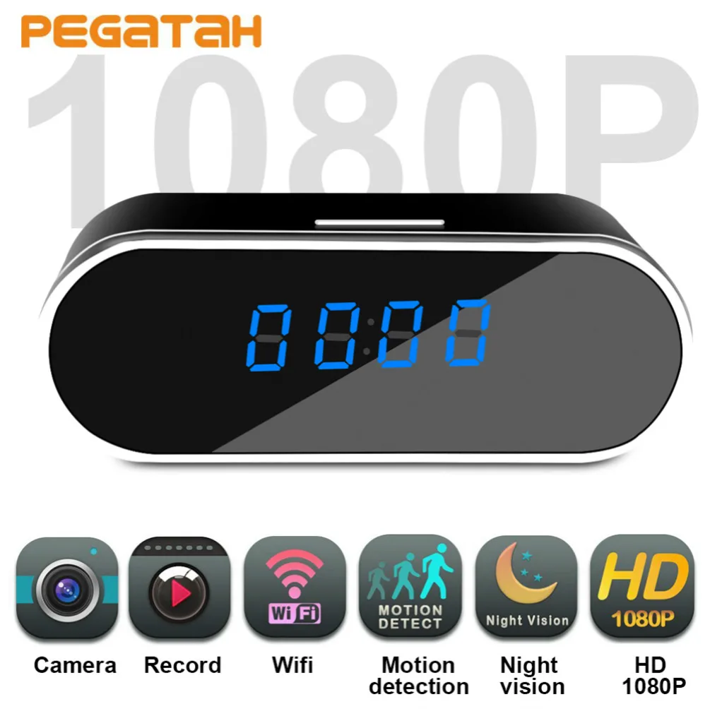 1080P HD мини wifi Скрытая камера микро настольные часы IP Видеонаблюдение домашняя