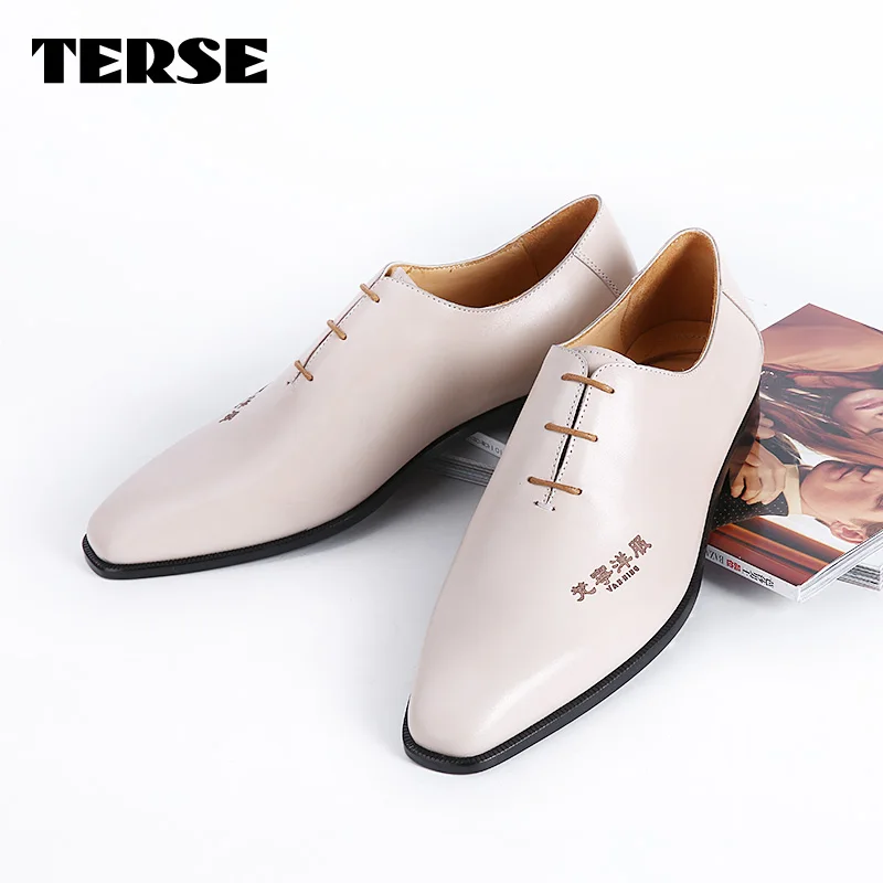 

TERSE_Mens handmade fashion shoes Italian calfskin genuine leather oxfords orginal color formal mens shoes goodyear welted