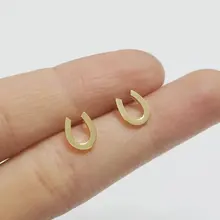 1 пара-модные серьги-гвоздики с надписью «Lucky Horseshoe», серьги-копыта в форме лошади, туфли в форме копыта, милые серьги-гвоздики с буквами и алфавитом