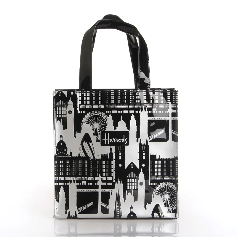 

New black and white city PVC waterproof shopping bag storage bag unisex handbag shopping bag