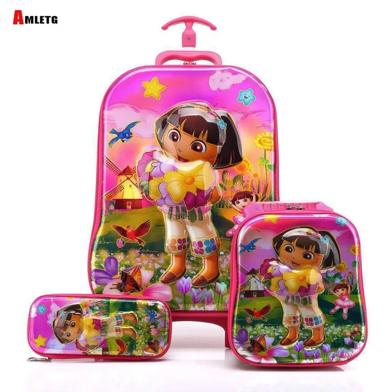 

Brand 3d Boy Anime Trolley Bus Box Child Ladder Luggage Travel Rolling Luggage Girl Cartoon Pull Box Baby Pencil Case Duffel