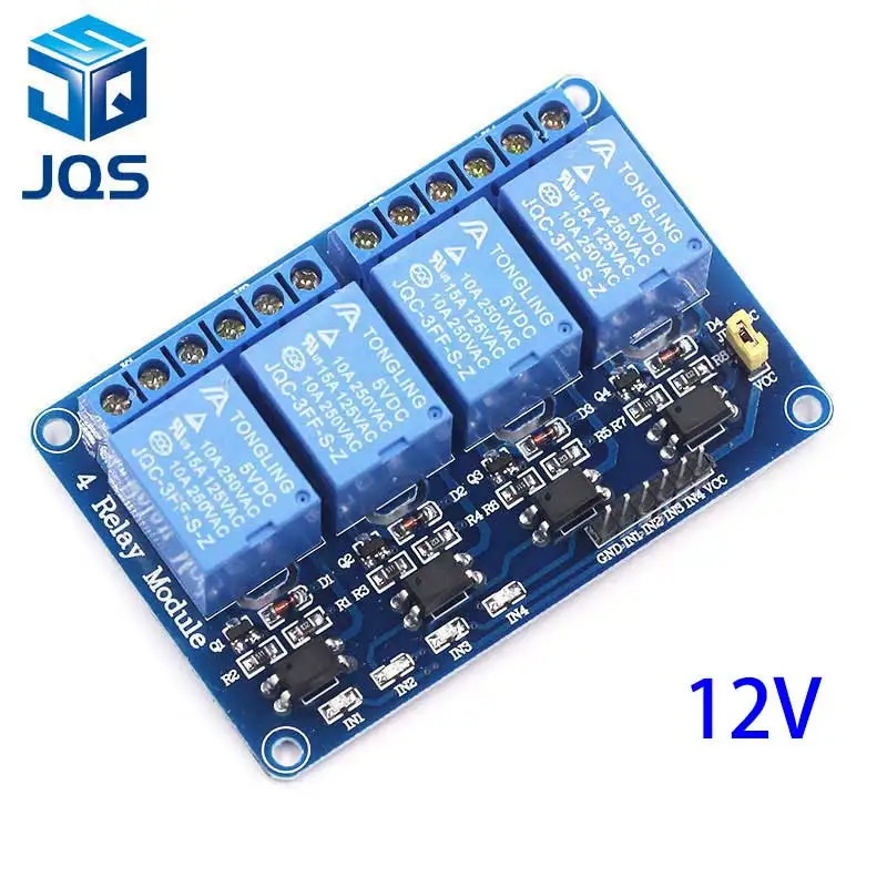 5 в 12 в 1 2 4 6 8 канальный релейный модуль с оптроном. Релейный выход 1 2 4 6 8 способ релейный модуль для arduino - Цвет: 4 channel 12V