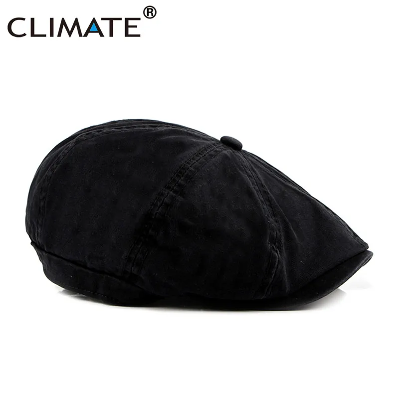 CLIMATE Plus Size Blank Newsboy Caps Men Extra Large Casual Berets Cool Solid Hat Flat Cap Beret Vintage Hat for Men - Цвет: Black