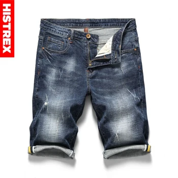 

HISTREX Blue Men Jeans Shorts Summer Classic Regular Pants Stretch Mens Short Straight Skinny Homme Denim Ripped Jean #HJR9W