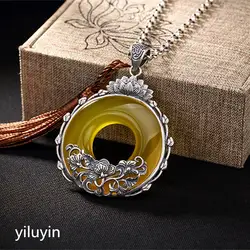 KJJEAXCMY Fine jewelry S990, пион, цветок пиона, безопасности пряжки, кисточка, чистого серебра, античная Национальный Стиль sw