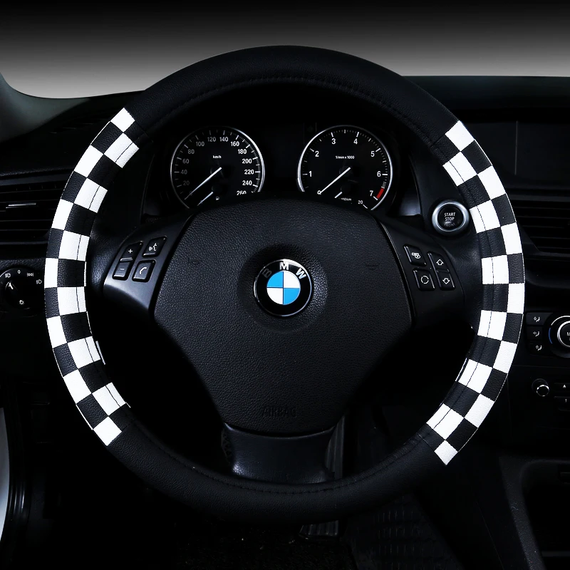 F1 спортивный автомобильный чехол на руль из искусственной кожи 38 см белый