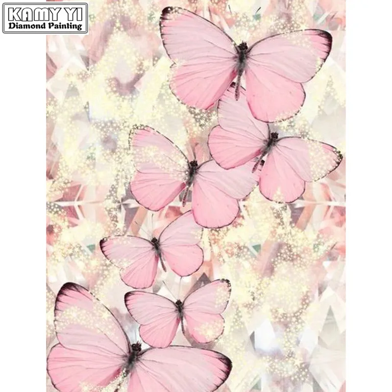 

5D DIY Diamond embroidery Cross stitch Pink butterflies Full Square/Round Diamond mosaic Diamond painting decoration HYY