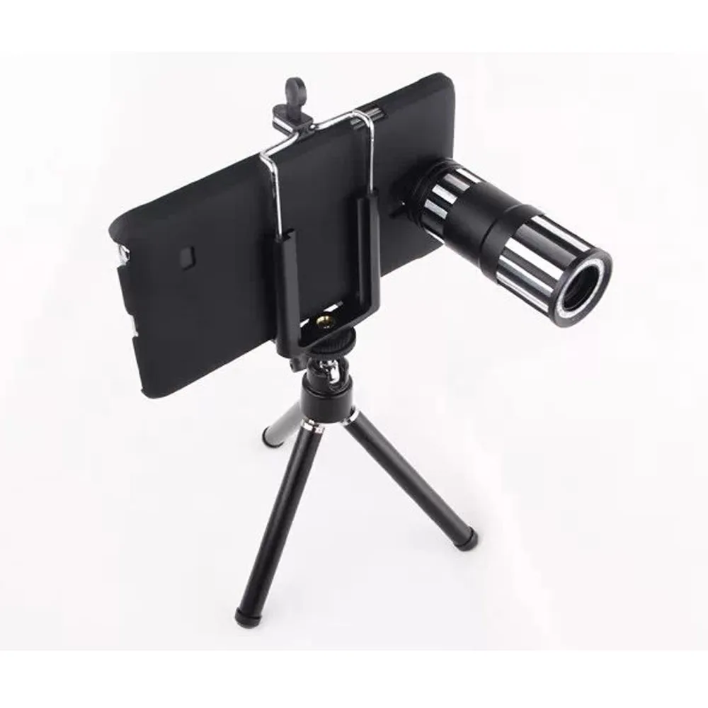 

New 20mm Wide Angle 12X Zoom Telephoto Lens Mobile Phone Camera Kit with Clip Tripod and Phone Case for Samsung Galaxy Note 3 4