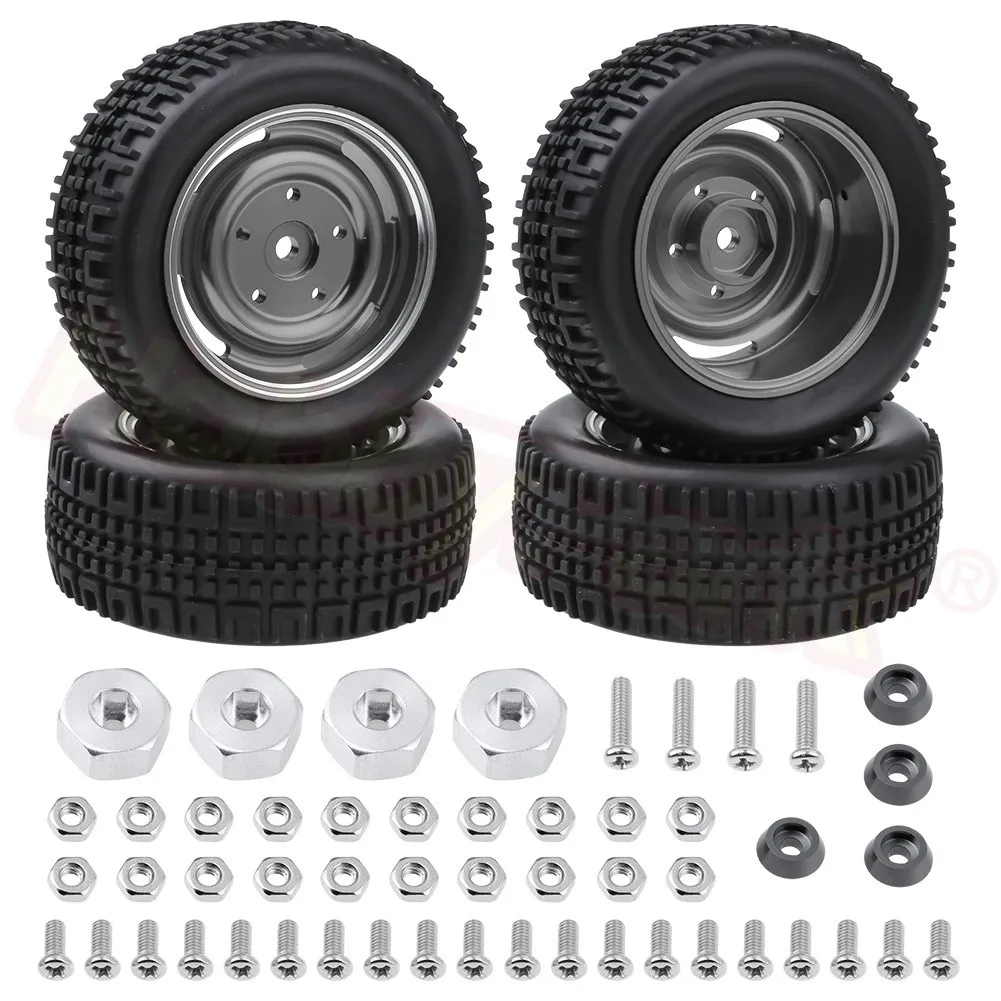 

4pcs RC Car Tires & Metal Wheels Rims Foam Inserts for WPL B14 B24 B16 C14 C24 B36 Ural 1/16 RC Military Truck Crawler Parts