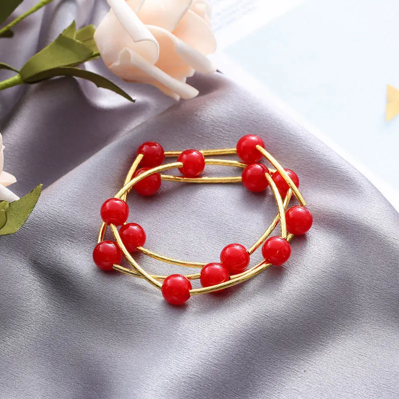Модные регулируемые многослойные цепи красный белый жемчужный браслет бусины браслеты для женщин ручной цепи аксессуары для рук ювелирные изделия
