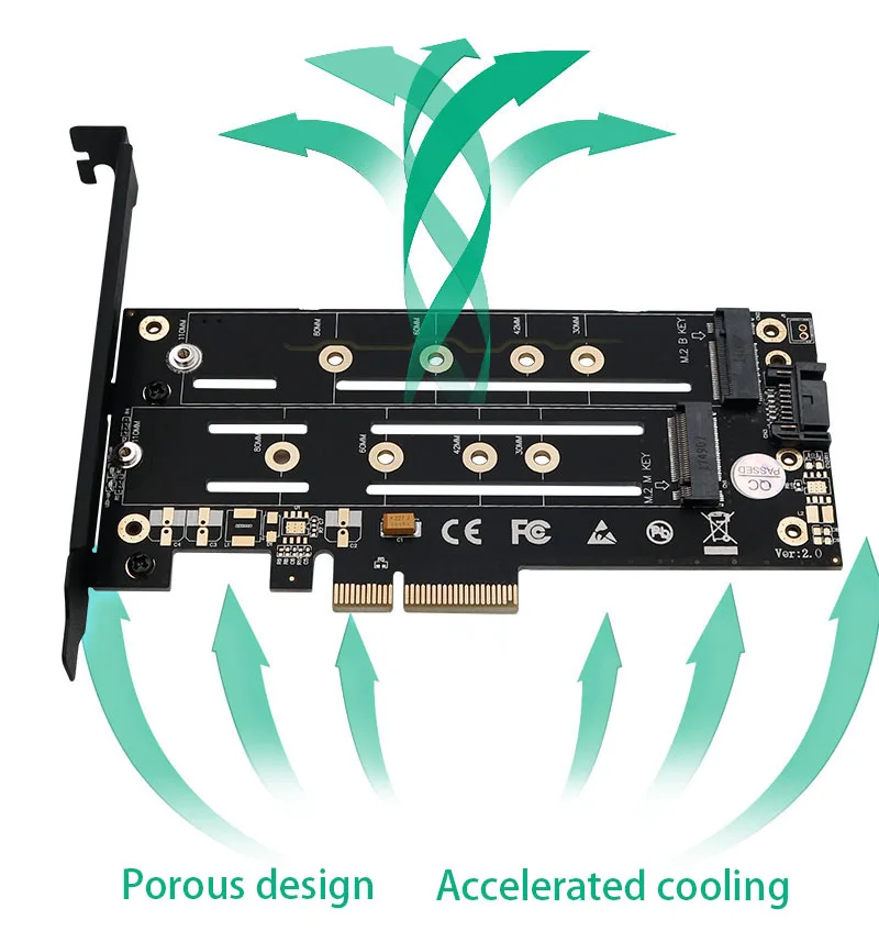 NGFF M2 SSD к PCI Express 4X SATA3 riser card адаптер PCIe M ключ B ключ двойной интерфейс карты для diy рабочего