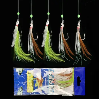 MEGA DEAL ❤️ 5PCS/Set 5 Combination Fishhook Fishing Lure Set Artificial Silicone Bait False skin Luminous Bead Flies Rattlin Sabiki - discount item 35% OFF Sports & Entertainment