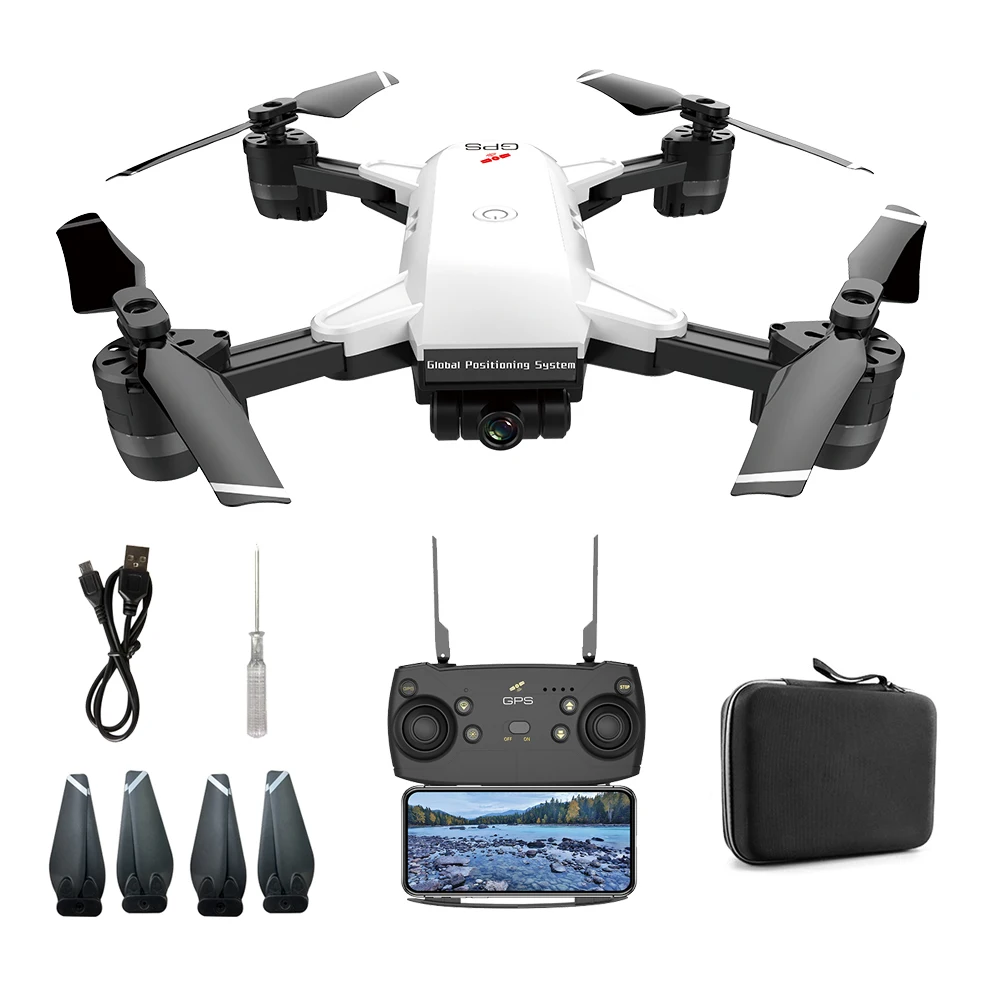 

NEW GPS Drone with Camera HD 1080P Professional FPV WIFI 6-Axis Selfie Racing Dron Foldable Auto Return RC Quadcopter Helicopter