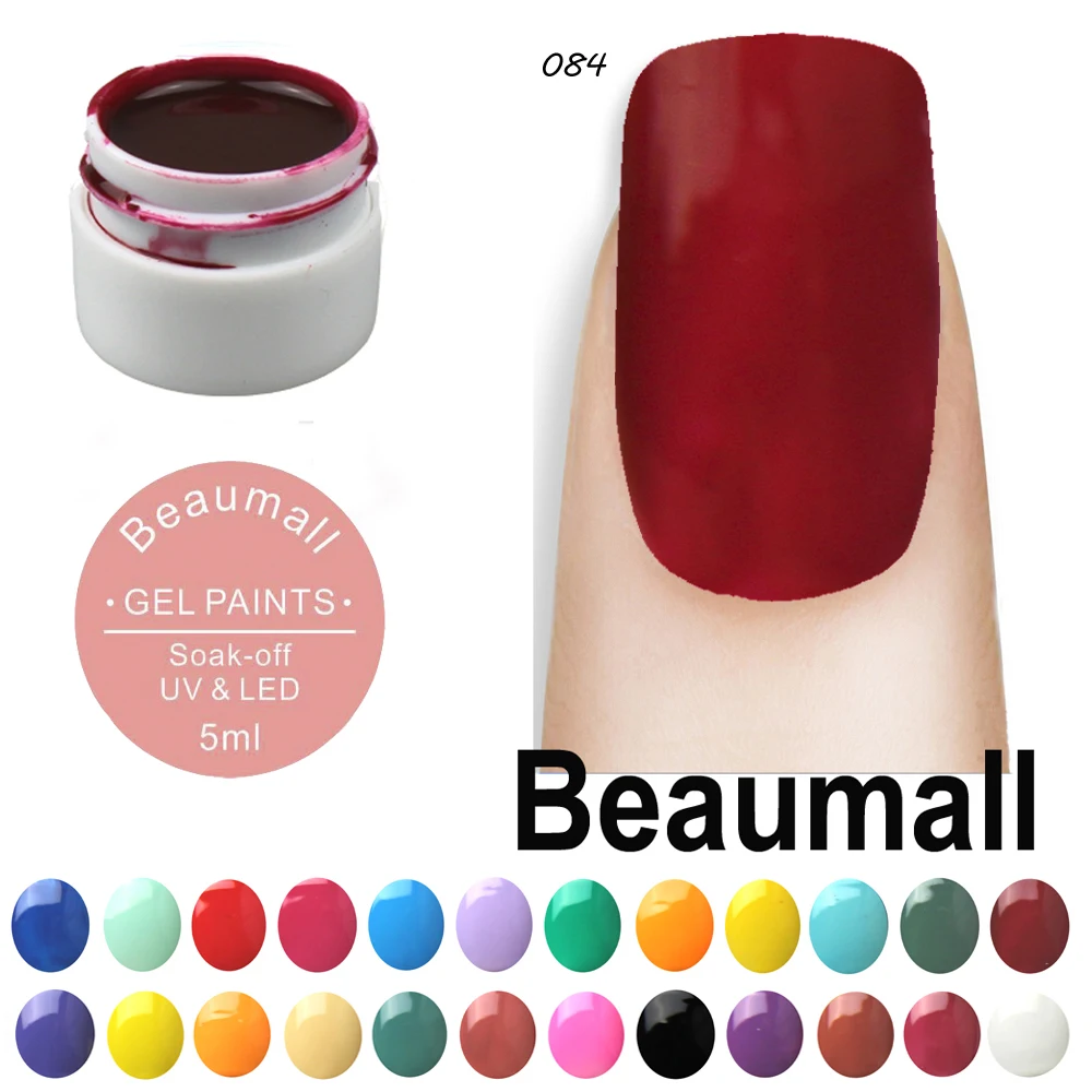

Beaumall Gel Painting 102 Colors, 1 Pot 5ml Volume Pure Solid UV Gel Color For Nail Tips Shiny Cover Extension Manicure DIY