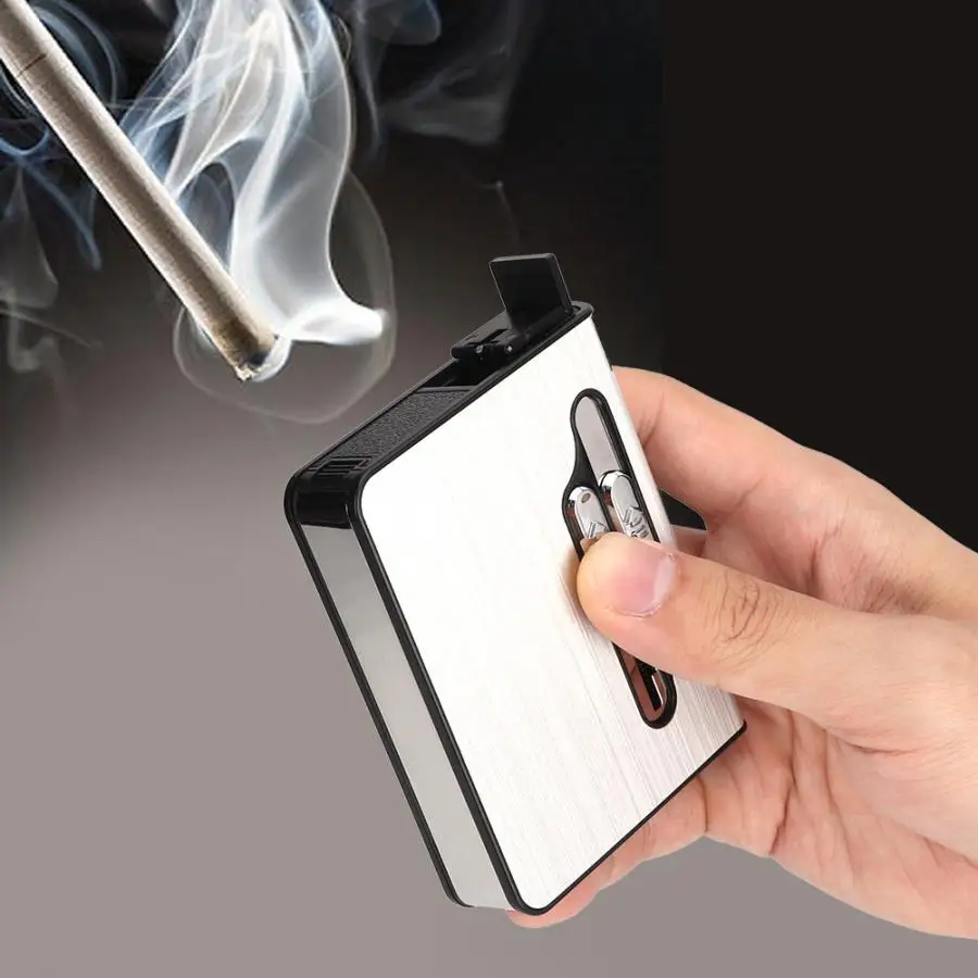 

Cigarette Case USB Charged Fashionable 20Pcs Cigarettes Holder Automatic Cigarette Box Case Lighter USB Charging