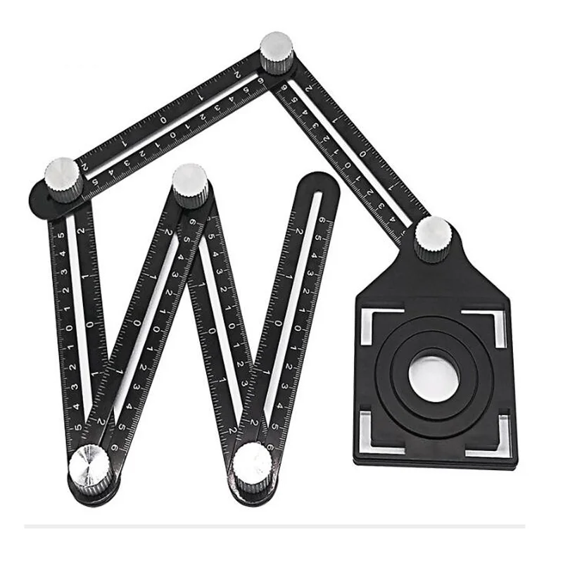 

Multi-Angle Ruler Six-Fold Square Hole Locator Multi-Function Folding Ruler Irregular Aluminum Measuring Tool Multi-Angle Ruler