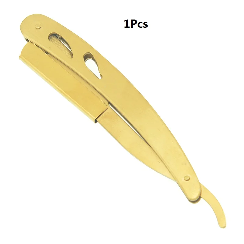 1Pcs Manual Shaver Stainless Steel Professional Straight Sharp Barber Razors Folding Shaving Shave Beard Cutter Holder HC0016 - Цвет: 1pcs HC0016 Gold