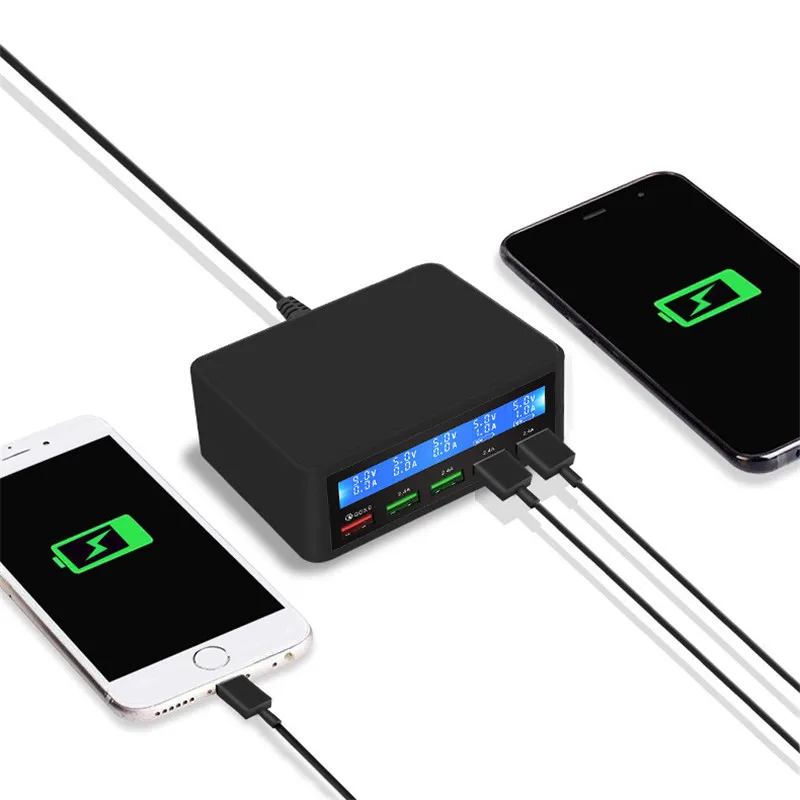 Quick Charge 3.0 Smart 5 Ports USB Phone Charger LED Display Fast Charging Power Socket Adapter Strip Station For iPhone SAMSUNG (2)