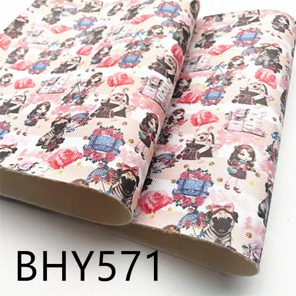 1 шт./7,6*12 дюймов мультфильм печати кожа viny ткань BHY571 - Цвет: BHY571