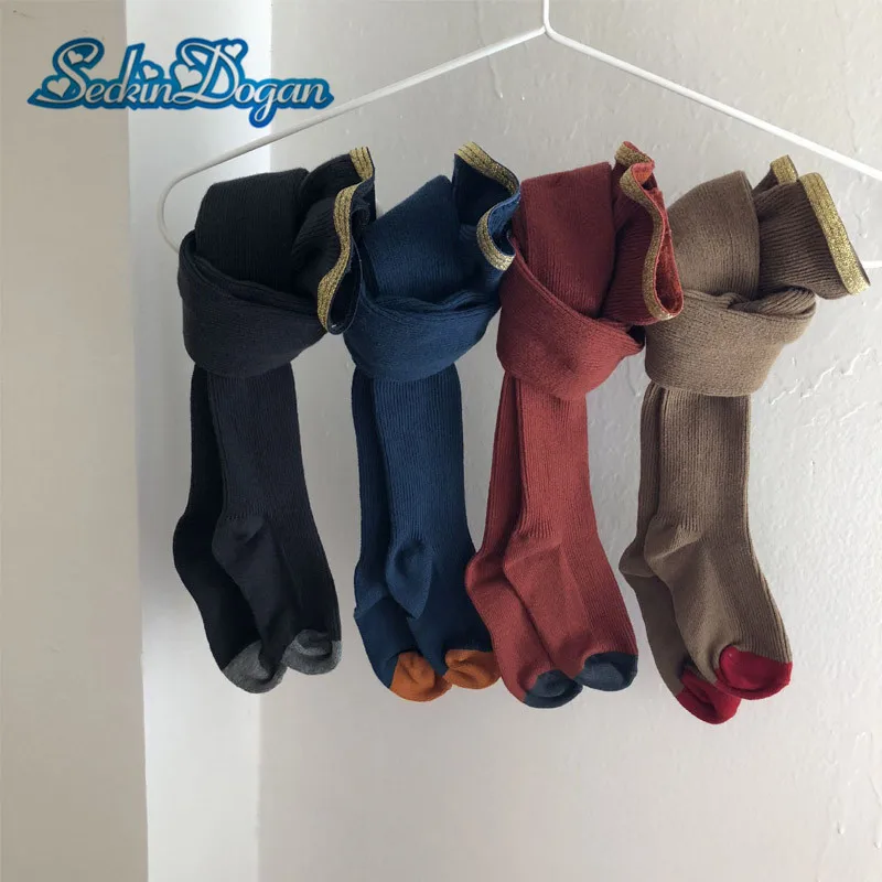 SeckinDogan Baby Tights Winter Warm Cotton Baby Solid Color Anti-slip High Wais Pantyhos Elastic Tension Newborn Clothes