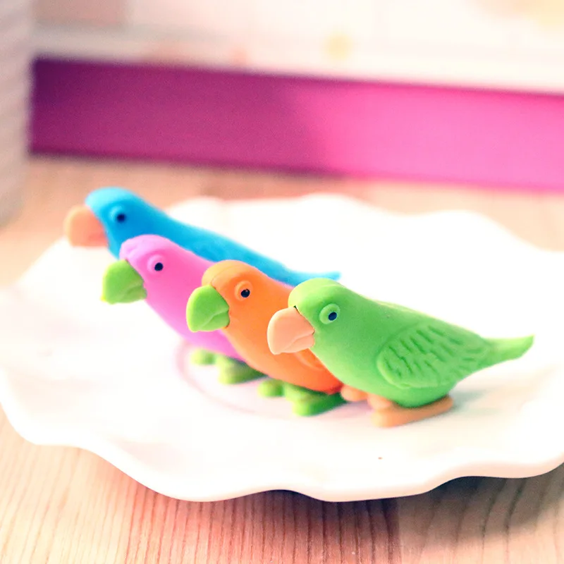 Free ship!1lot=48pc!New Parrot animal bird rubber eraser/ stationery