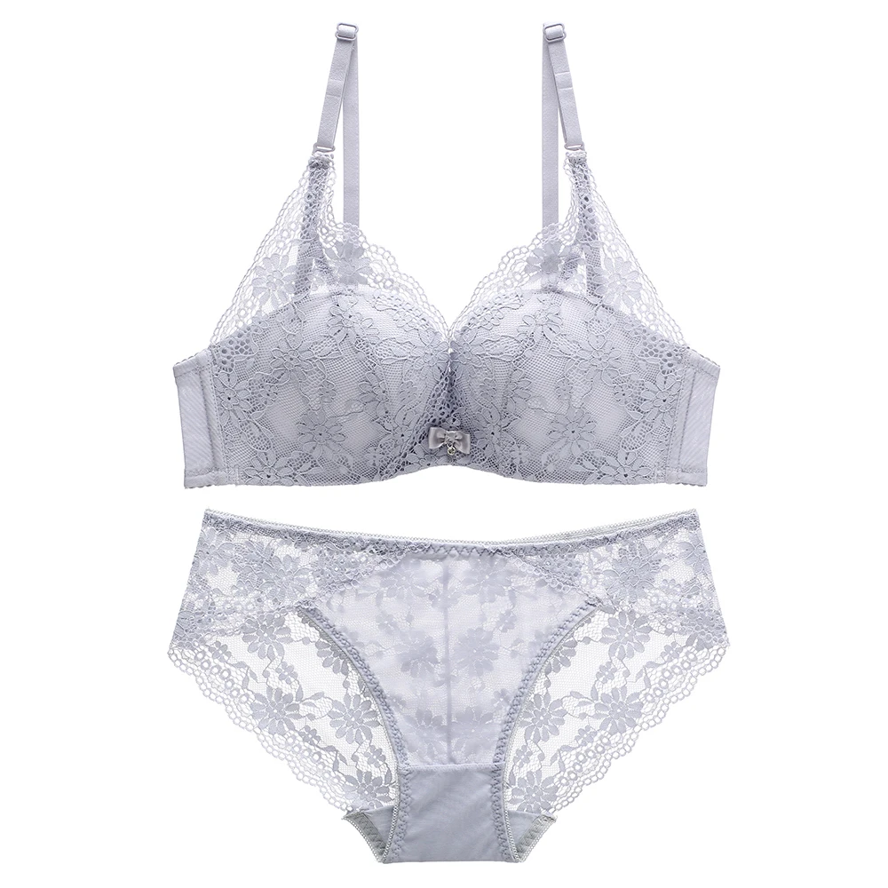 Floral lace comfortable seamless female underwear sets fashion wireless one piece sexy girl bra