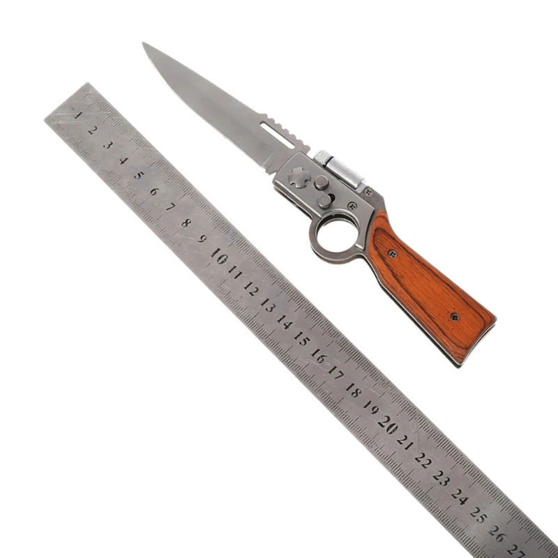 AK47 Gun Knife Folding Army Pocket Knife 440 Blade Wood Handle Outdoor EDC Tool