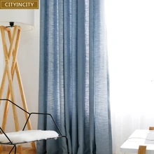 CITYINCITY Elegant Solid Faux Linen font b Curtains b font For Living Room Modern Darpe Fabric