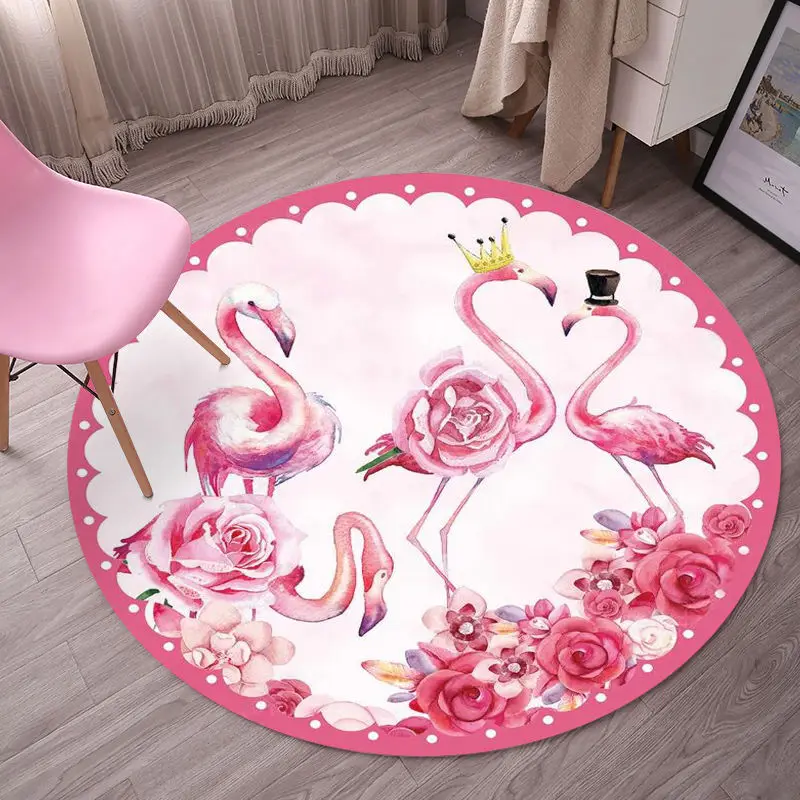 Мультфильм детская комната коврики Розовый Единорог/Фламинго серии детские круглые ковры для гостиной спальни игровой ковер детские коврики для ползания - Цвет: F11
