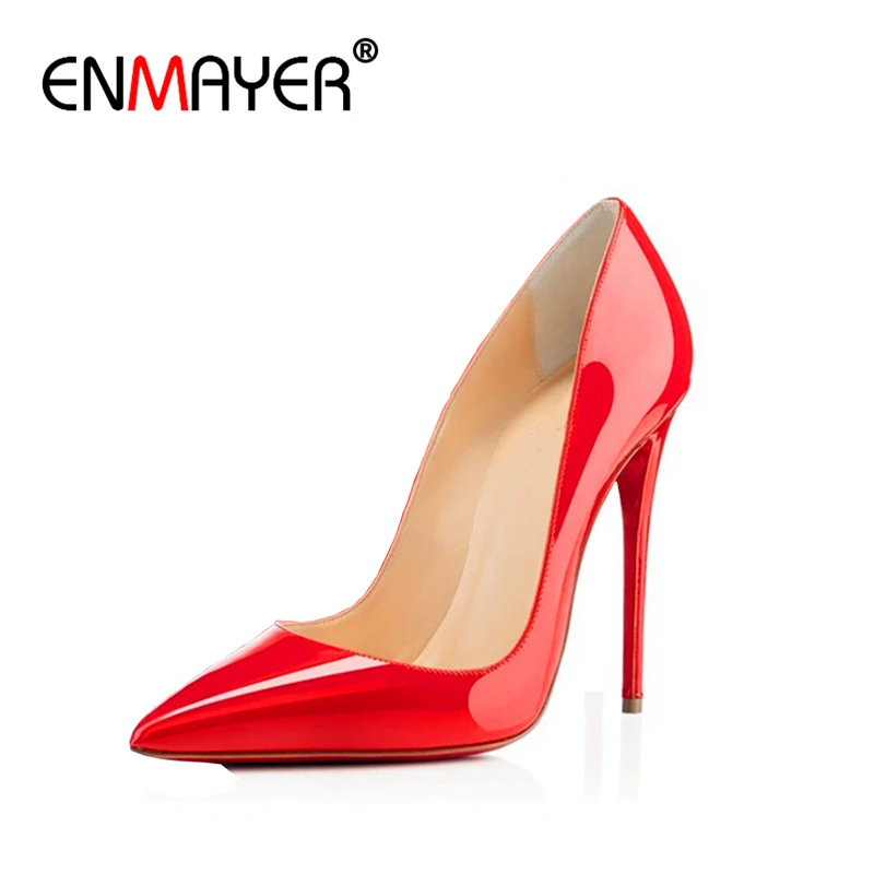 

ENMAYER Extreme High Heels Thin Heels Pointed Toe Sexy Slip-On Summer Women Shoes Red Shoes Women Shallow Party Shoes Nightclub