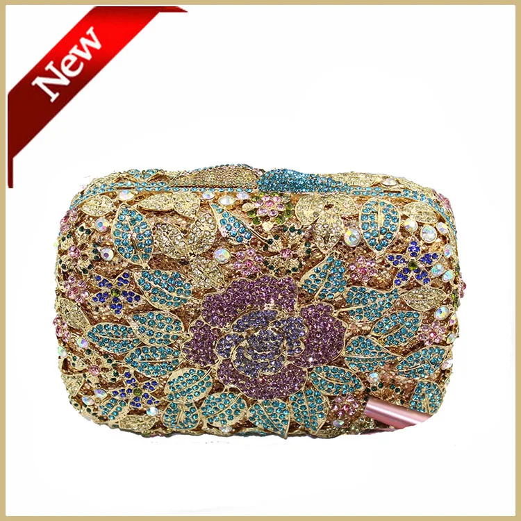

Ladies Clutches With Flower Purses With Rhinestones Crystal Evening Clutch Bags Luxury Diamond Upscale Styling Clutches 008