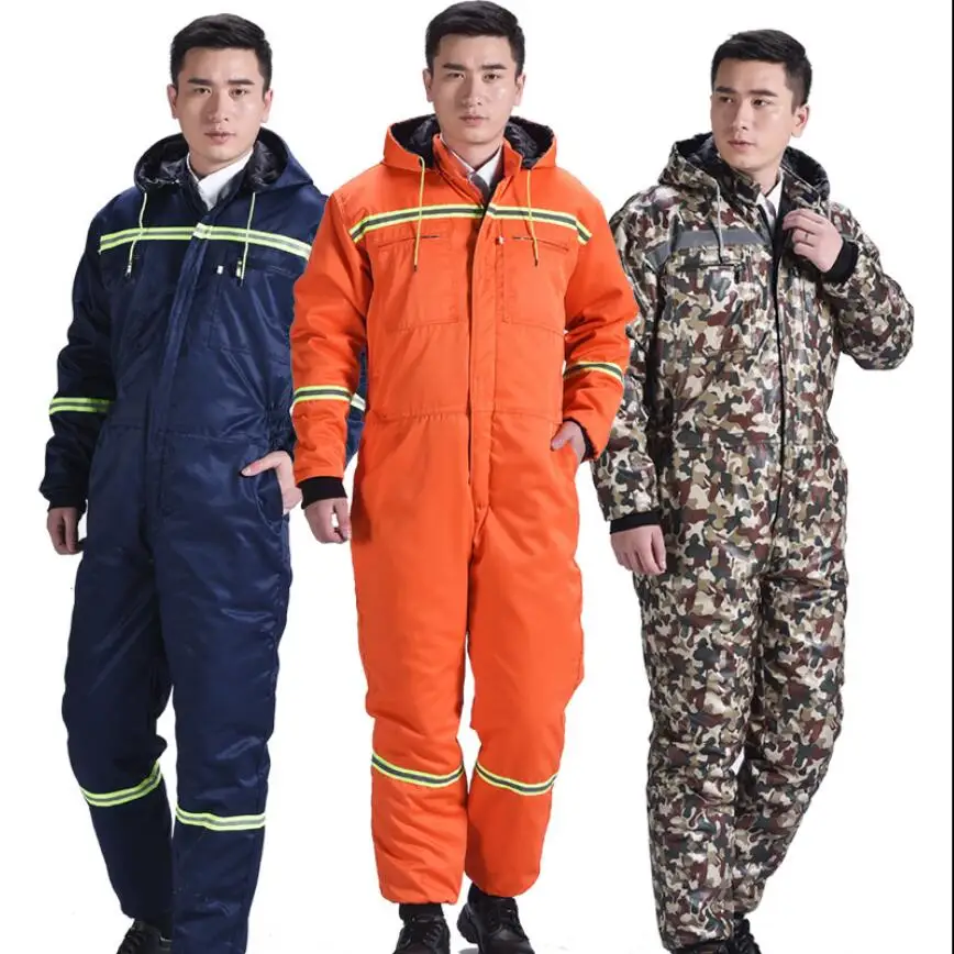 

M-4XL New Men Winter work cotton one-piece overalls thickening jumpsuit Construction labor factory Siamese protective clothes