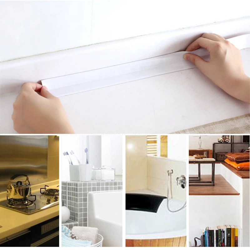 

PVC Kitchen Waterproof and Mildewproof Tape Home Bathroom Bathtub Wall Stickers Art Sealing Strip Sealant Tape Mildew Resistant