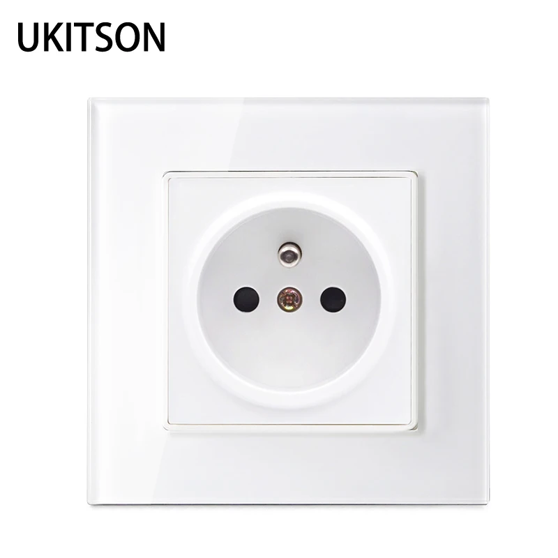 

Luxury France Electric Faceplate French Standard Wall Power Socket With White Crystal Glass Panel CE RoHs Mark