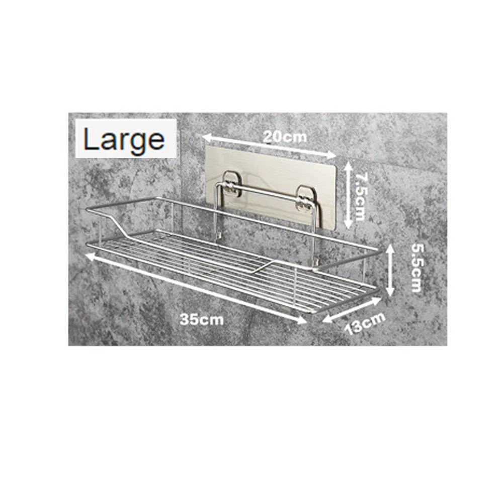 Полка из нержавеющей стали, корзина для душа, ванная комната, настенный стеллаж для хранения, клейкая зубная щетка, принадлежности для хранения в ванной