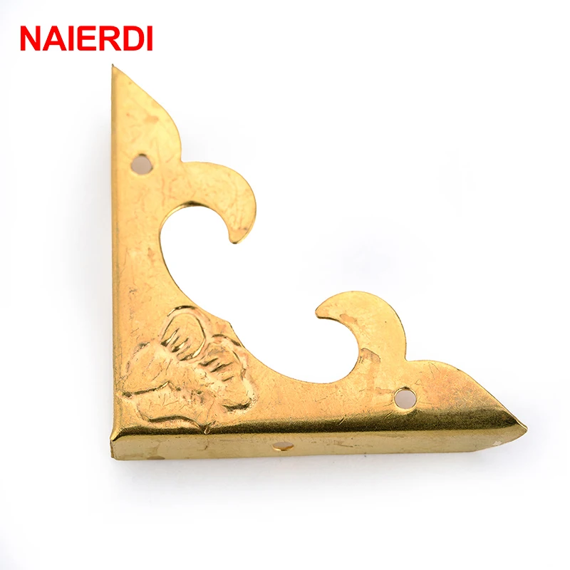 

NAIERDI 10PCS Antique Corner Bracket Decoration Jewelry Box Gold Corner Protector Book Album Metal Crafts Furniture Hardware