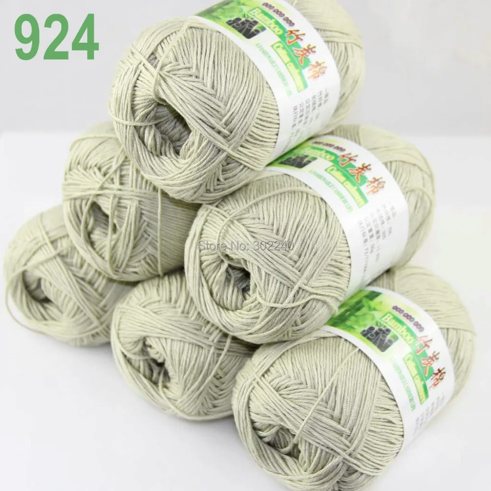 Lot of 6 Skeins Super Soft Natural Bamboo Cotton Knitting Yarn Sage