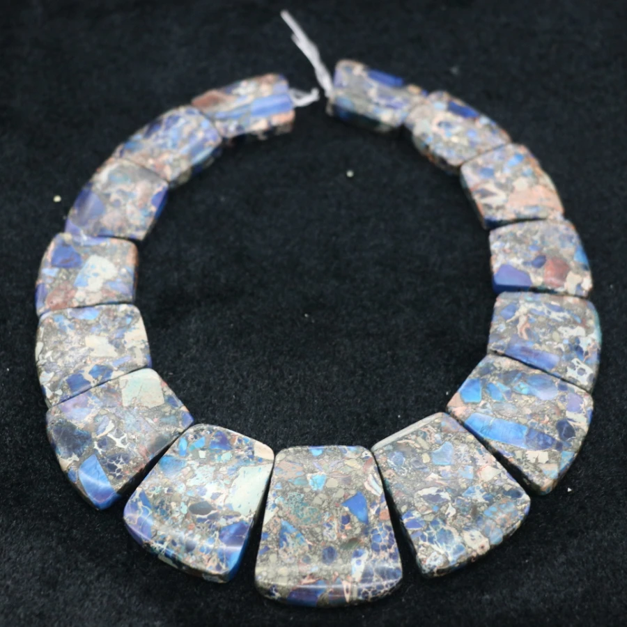 

New Arrival Beautiful Trendy Blue Gifts Sea Ocean Sediment Stone Slice Beads Top Drilled Slab Shape Accessories Jewelry Making