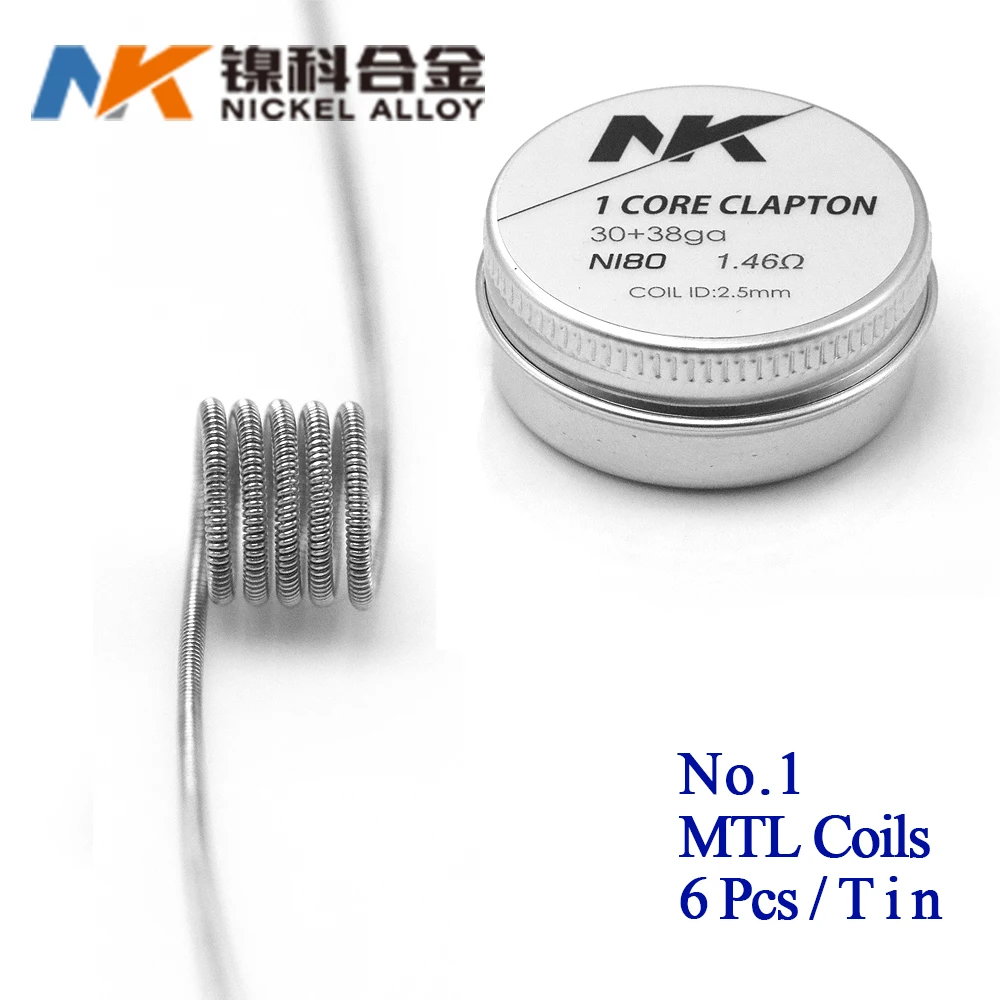 NK сверхтонкий MTL DIY Готовые катушки Ni80/A1/SS316L плавленый clapton для manta mtl RTA