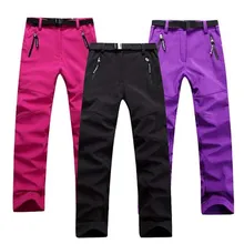 Women Winter Trekking Hiking Pants Camping Outdoor Trouser Soft Shell Fleece Warm Wear Resistant Waterproof Windbreak