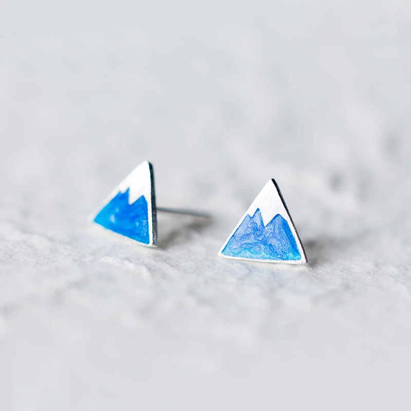 

Ruifan Hand Glaze Blue Triangle Iceberg 925 Sterling Silver Stud Earrings for Women Girls Small Earring Fashion Jewelry YEA373