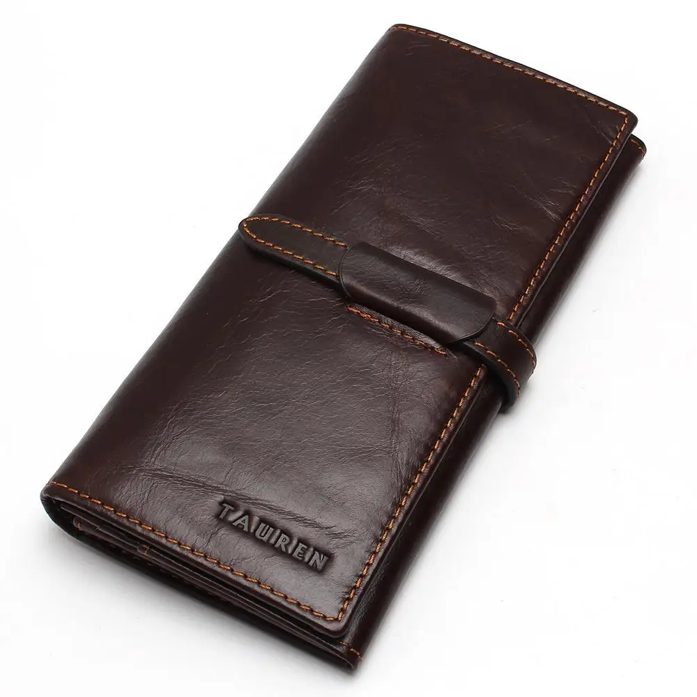 Мужской Длинный кошелек из натуральной воловьей кожи винтажный дизайнерский