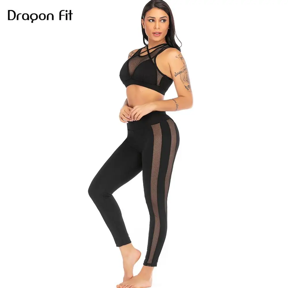 Женский сетчатый комплект для йоги Dragon Fit из двух предметов быстросохнущая